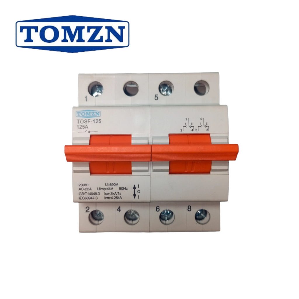 Tomzn TOSF-125 2P 125A MTS Dual Power Manual Transfer Isolating Switch Interlock Circuit Breaker TOMZN Breaker Type Change Over - Image 2
